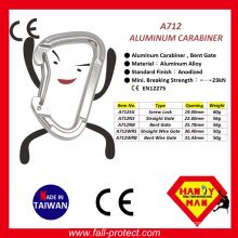 Bent Wire Gate 23KN Aluminum Climbing Carabiner With Ce Certificate